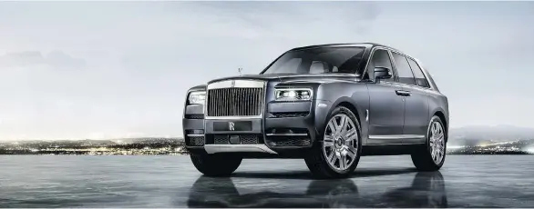  ??  ?? The Rolls-Royce Cullinan, the carmaker’s first SUV, is named after the largest diamond ever found. It carries a $399,000 price tag and was designed for harsher climates and rougher terrains.