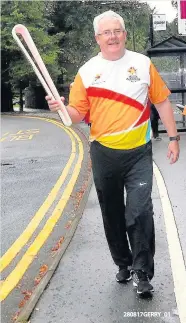  ??  ?? Honour Principal and vice-chancellor of the University of Stirling Gerry McCormac gets his turn with the baton