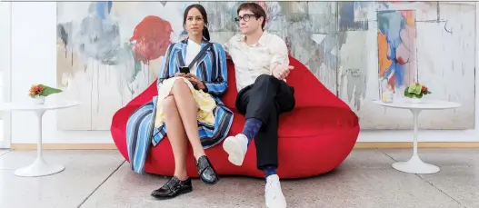  ??  ?? Zawe Ashton, left, and Jake Gyllenhaal star in director Dan Gilroy’s thriller Velvet Buzzsaw, a new Netflix movie that takes a dark look at the high-end art world.