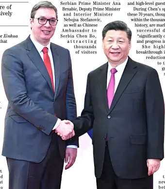  ??  ?? SERBIAN President Aleksandar Vucic and Chinese President Xi Jinping.