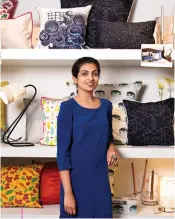  ??  ?? IN GRAPHIC DETAIL Amrita Nambiar uses graphics to create stories in textiles