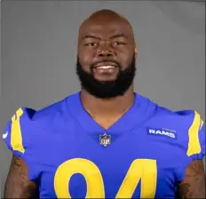  ?? AP Photo ?? This is a 2020 file photo of A’Shawn Robinson of the Los Angeles Rams NFL football team.