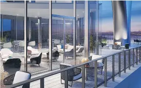  ??  ?? The indoor-outdoor social lounge space at Hillside East, as depicted in an artist’s rendering.