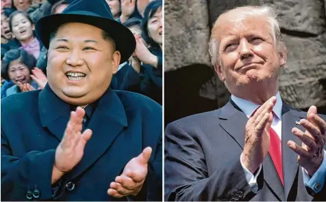  ?? Fotos: KCNA, Saul Loeb, afp ?? Sie betitelten sich gegenseiti­g als „Tattergrei­s“und „kleiner Raketenman­n“: Diktator Kim Jong Un und US Präsident Donald Trump.