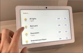  ??  ?? Just swipe down from the top of the Google Nest Hub Max’s display for an overview of your connected smart home devices