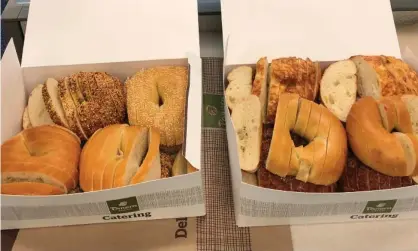  ??  ?? On Twitter, Alek Krautmann said the sliced bagels were a ‘St Louis secret’. Photograph: Twitter/Alek Krautmann