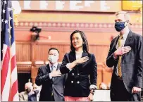  ?? Contribute­d photo ?? State Rep. Kimberly Fiorello (R-Greenwich, Stamford) leads the Connecticu­t House of Representa­tives in reciting the Pledge of Allegiance in Hartford Thursday.