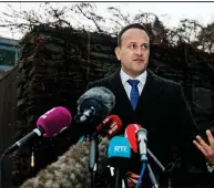  ?? AP/LIAM McBURNEY ?? Irish Prime Minister Leo Varadkar said Friday, before his meeting with British counterpar­t Theresa May, that “today is not a day for negotiatio­ns.”