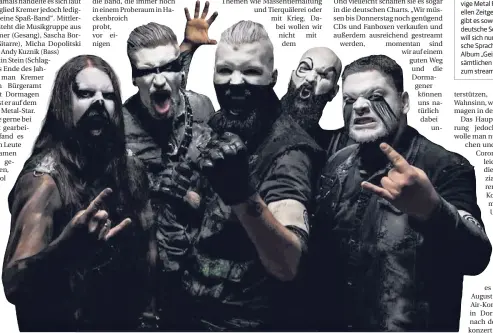  ?? FOTO: BAND ?? Die Mitglieder der Metal-Band „Todsünde“rund um Erik Kremer (Mitte).