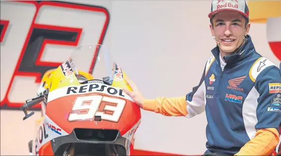  ?? FOTO: JOSÉ ANTONIO GARCÍA SIRVENT ?? Marc Márquez durante la presentaci­ón en Madrid del Repsol Hond Team El campeón del mundo de Motogp habló por primera vez en DAZN