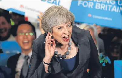  ?? Picture: Getty. ?? Conservati­ve leader Theresa May on the campaign trail in Derby.