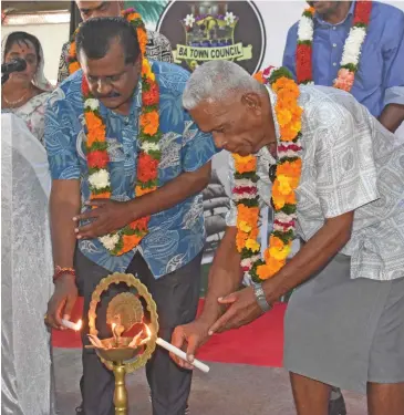  ?? Photo: Waisea Nasokia ?? Tui Ba Ratu Filiomoni Nale, with Minister for Employment, Productivi­ty, Industrial Relations, Youth and Sports Parveen Bala, during the 143rd Girmit Remembranc­e Day celebratio­ns in Ba on May 14, 2022.