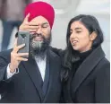  ?? DARRYL DYCK THE CANADIAN PRESS ?? Jagmeet Singh records a video Sunday with wife Gurkiran Kaur Sidhu. For full byelection results, visit thestar.com.