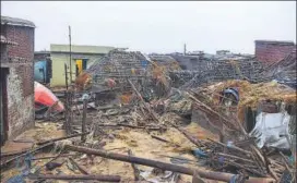  ?? PTI ?? After cyclone Fani damaged scores of houses in Odisha, including Penthakata village in Puri (above), chief minister Naveen Patnaik wrote to Prime Minister Narendra Modi on Monday, seeking sanction of five lakh special houses for the state under the PMAY.