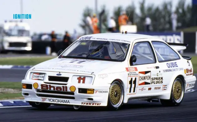  ??  ?? Above: Robb Gravett’s BTCC Sierra RS500S used Mountune engines. Above right: a ‘very nice’ MKII Jaguar (top) is among the cars in Mountain’s current garage; he cut his teeth building and racing 105E Anglias in junior autocross in the early 1970s