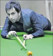  ?? KESHAV SINGH/HT ?? Pankaj Advani plays a shot during the ONGC 16th Asian Billiards championsh­ip being played in Chandigarh on Sunday.