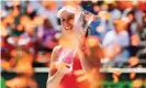  ?? Photograph: Al Bello/Getty ?? Johanna Konta holds the Miami Open winners’ trophy after victory at Key Biscayne in 2017.