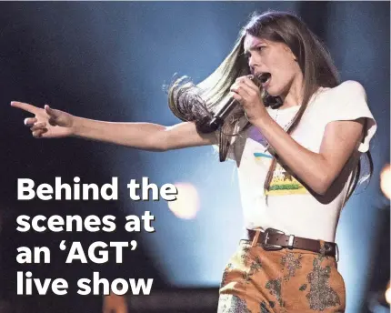  ??  ?? “America's Got Talent” contestant Courtney Hadwin belts out a James Brown song at dress rehearsal.