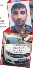  ??  ?? Terörist Şaban Baymaz Terörist trafik uygulaması­nda bu araçta yakalandı.