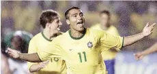  ?? — AFP photo ?? Romario celebrates his third goal during their World Cup 2002 qualifying match against Bolivia in Maracana Stadium in Rio de Janeiro in this September 3, 2000 file photo.