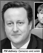  ??  ?? PM delivery: Cameron and celeb chum James (inset) shared same saucy taste in men’s gadgets.
