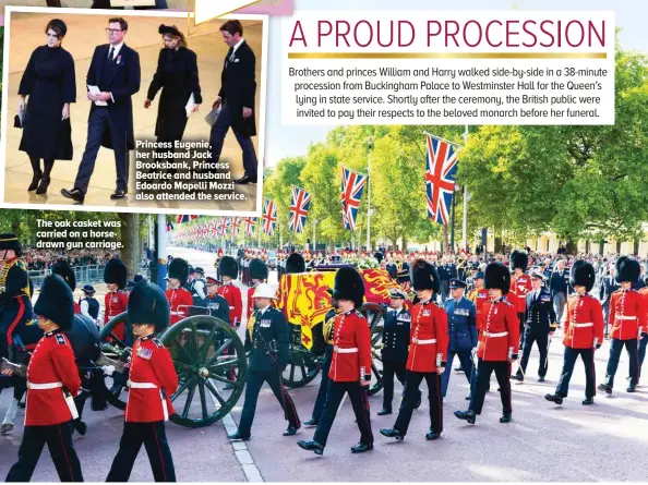  ?? ?? The oak casket was carried on a horsedrawn gun carriage.