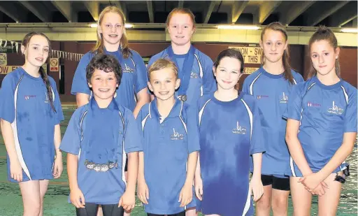 ??  ?? Part of the Southport Sprints team from Halton Swimming Club – Emmie Brownlow, Rhys Croasdale, Libby Harrison, Sam Shurrie, Lucy Harris, Ruby Pritchard, Niamh McCafferty and Isabel McCafferty.