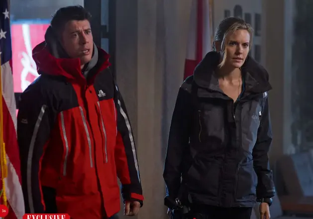  ??  ?? STORM’S COMING Toby Kebbell’s meteorolog­ist and Maggie Grace’s Treasury agent go up against America’s biggest-ever storm and a gang of thieves.