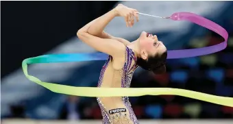  ?? ENRICO DELLA VALLE ?? Milena Baldassarr­i al nastro durante il Mondiale di Baku 2019