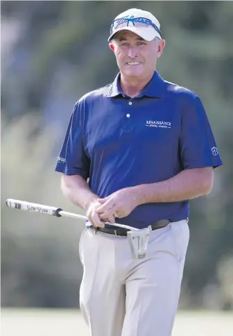  ?? DARREN STONE, TIMES COLONIST ?? David McKenzie plays the 17th hole during the Pacific Links Bear Mountain Championsh­ip on Saturday.