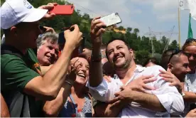  ?? Photograph: Miguel Medina/
AFP/Getty ?? Matteo Salvini at the Lega’s annual meeting in Pontida in July.