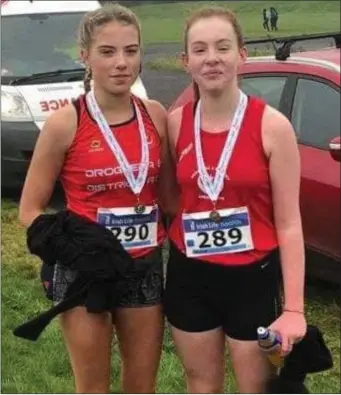  ??  ?? Abigail Tegart and Kate O’Reilly at the National B Championsh­ips in Dundalk.