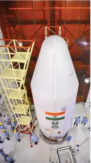  ??  ?? Sriharikot­a PSLV-C38 heat shield closed with all 31 satellites— 29 foreign, one Indian.