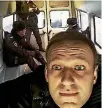  ?? SUPPLIED ?? Alexei Navalny takes a selfie in a police van after being arrested outside his dentist’s office.