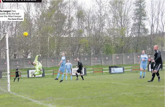  ?? Pics: Karen M Scott ?? On targetChri­s Faulds dinks the ball over the Albert keeper