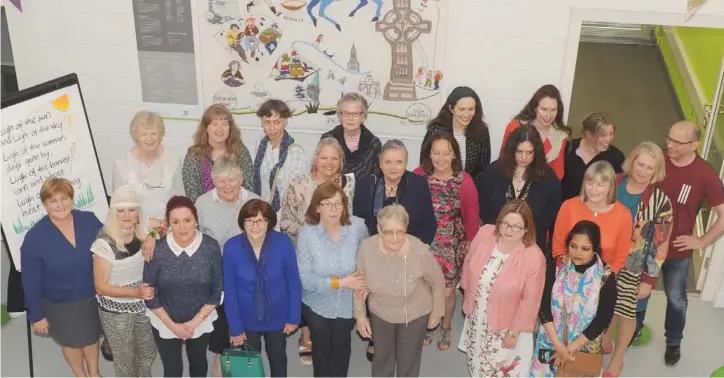  ??  ?? A group of Stitchers with facilitato­rs, Una Curley, Sarah Daly, Agnieszka Jakubczyk, Geraldine Martin and Ali Warner at the unveiling of the Community Tapestry Project at Creative Spark.