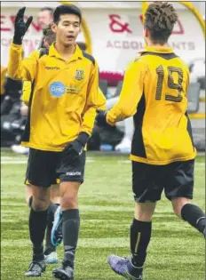  ?? Picture: Martin Apps FM4175011 ?? Bivesh Gurung celebrates after scoring for Maidstone under-15s last year