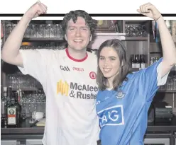  ??  ?? John McGirr from Sally O’Brien’s bar in Omagh with journalist Sorcha O’Connor and (inset) Niall McCann from Errigal Ciaran GAA club