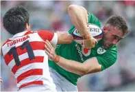  ??  ?? a real handful Ireland’s Jack Conan shows his physicalit­y