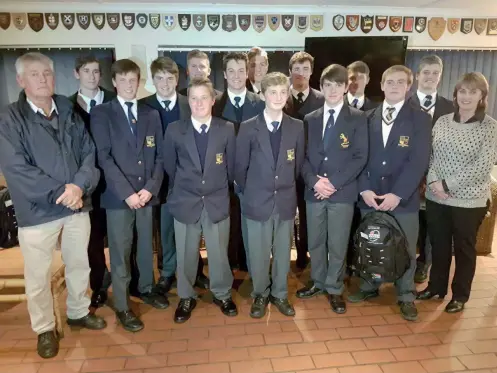  ?? Photo: Supplied ?? Graeme College Tennis players received their kit for the upcoming tour to the UK. Seen above are, from left to right, back row, Aaron Richardson, Christophe­r Gleaves, Nicholas Zimmerman, Richard Beyleveld, Mark Amm, Theodore Repinz, Jeremy Beyleveld...