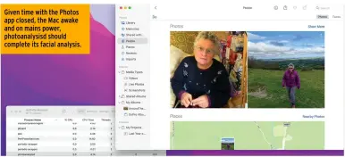  ?? ?? Given time with the Photos app closed, the Mac awake and on mains power, photoanaly­sisd should complete its facial analysis.