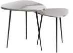 ??  ?? flack silver metal side tables, £264 for a set of two, artisanti