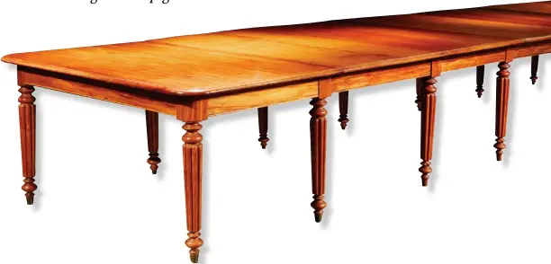  ??  ?? THIS PAGE The 18-foot-long Arnedo dining table made of solid narra dates back to the1880s