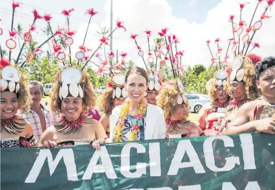  ?? Pictures / Michael Craig ?? Prime Minister Jacinda Ardern visits Magiagi village in Samoa.