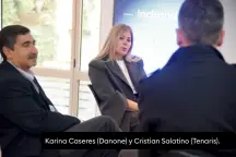  ?? ?? Karina Caseres (Danone) y Cristian Salatino (Tenaris).
