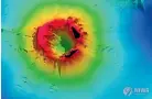  ?? ?? A 3D bathymetry map of Hunga Tonga-Hunga Ha’apai caldera, or crate.