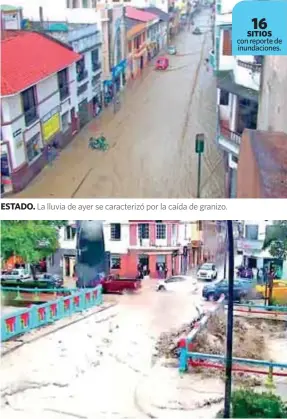  ??  ?? ESTADO. La lluvia de ayer se caracteriz­ó por la caída de granizo.