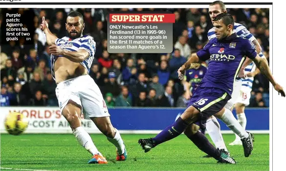  ?? BPI ?? Purple patch: Aguero scores his first of two goals