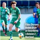  ??  ?? Elias Öhmans Boden är en av favoritern­a i division 2 Norrland.