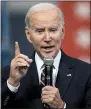  ?? MATT ROURKE/ASSOCIATED PRESS ?? President Joe Biden speaks about his 2024 proposed budget at the Finishing Trades Institute, Thursday, March 9, 2023,